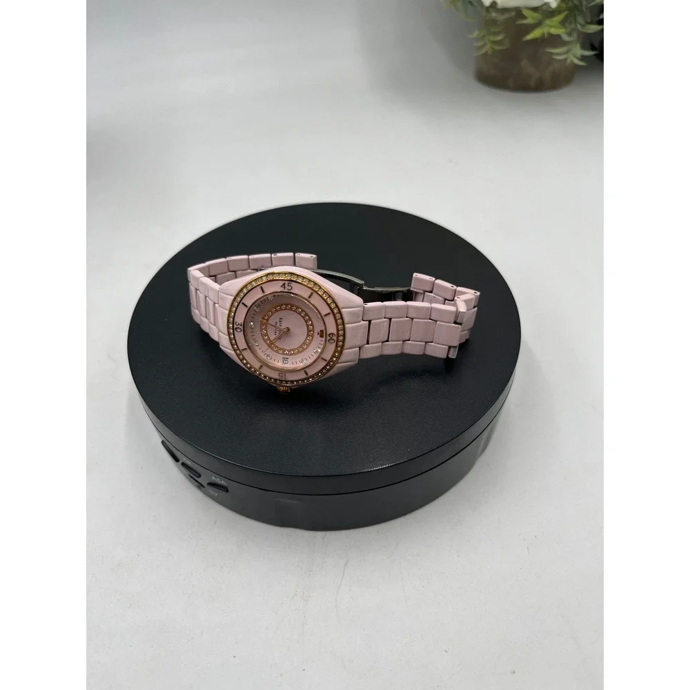 Kate Spade New York Pink Seaport Grand Crystal Enamel Bracelet Watch (38mm)